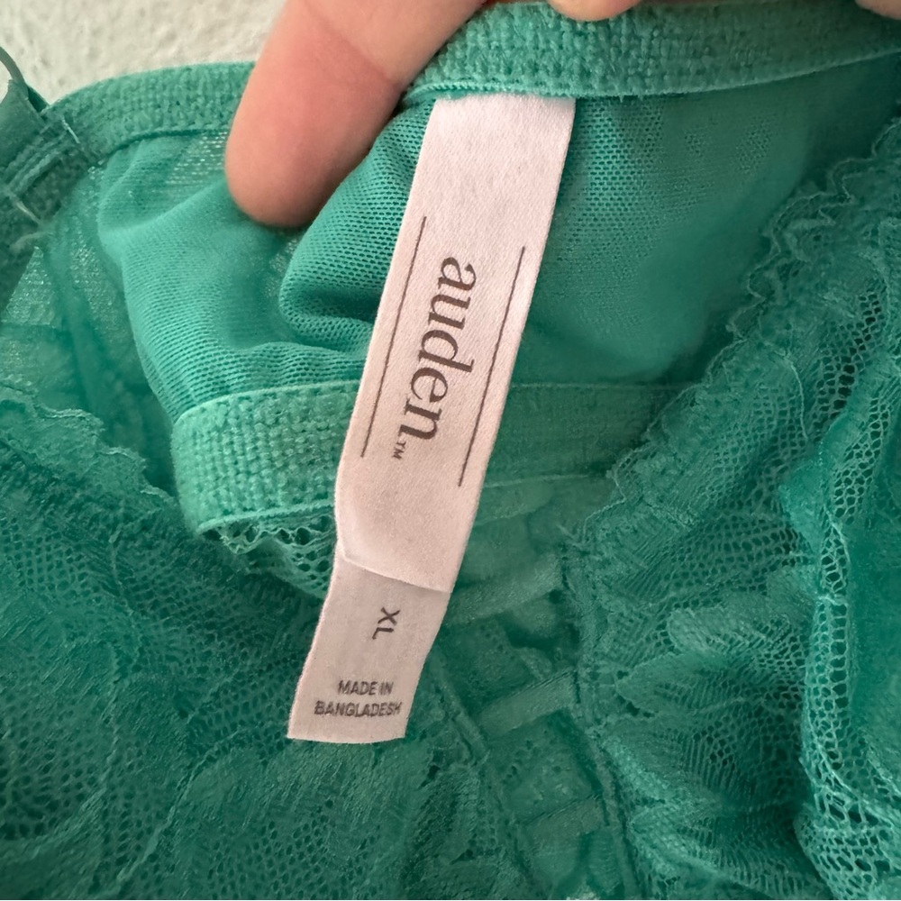 Auden Lightly Lined Longline Lace Bralette XL Teal Turquoise New Romantic Boho - Picture 7 of 10